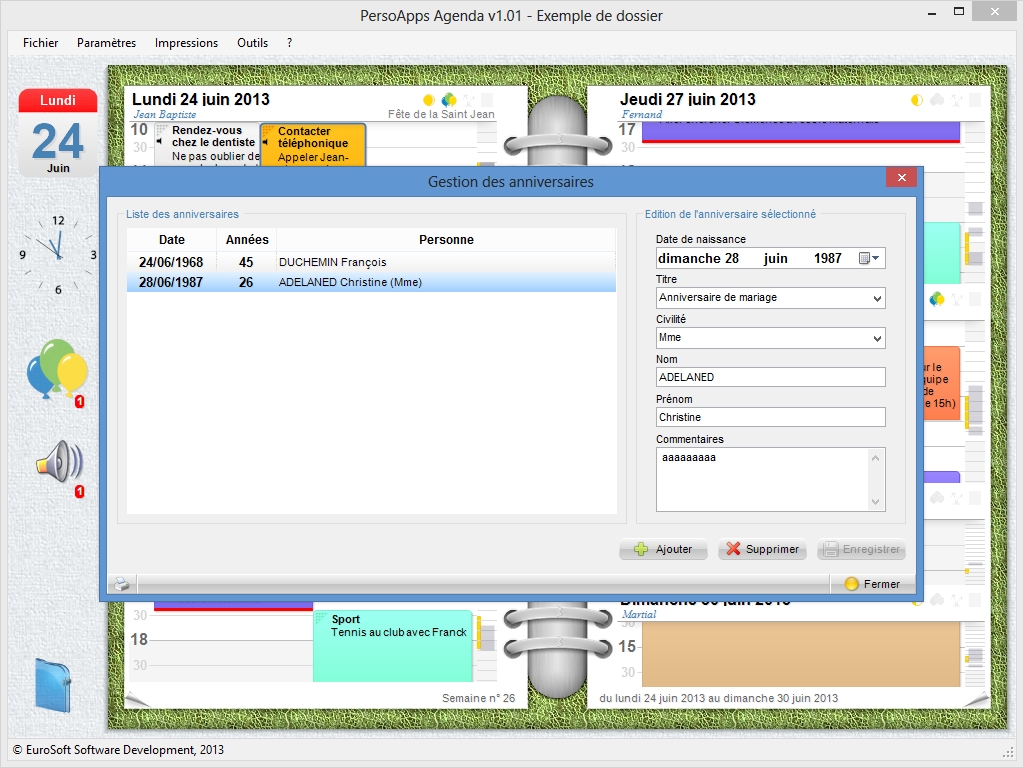 Gestion des anniversaires Gestion des anniversaires
